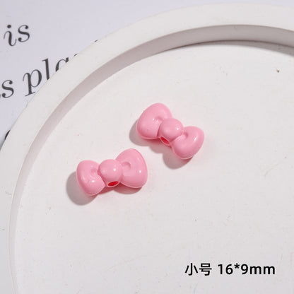 Painted Mini Bow Acrylic Beads 13mm Glossy Mixed Colors 50pcs 8
