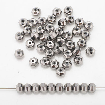 Glass Faceted Spacer Beads 8mm Plating Metallic Color 60pcs 24