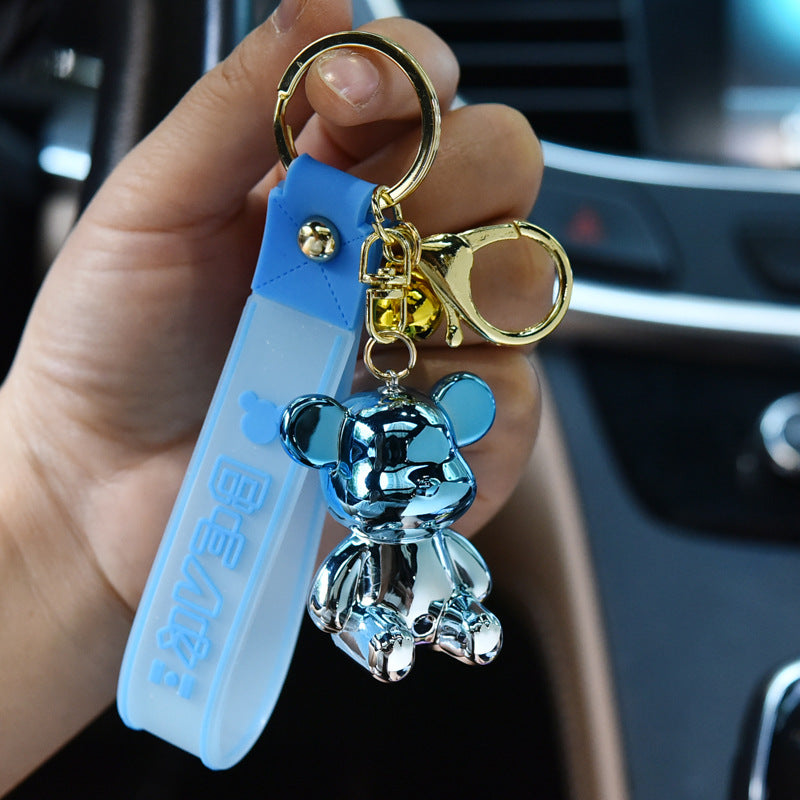 Acrylic Electroplated Bear Keychain with Silicone Strap Colorful Charm 9