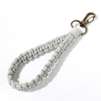 Woven Cotton Rope Wristlet Keychain Pastel Autumn Colors 13
