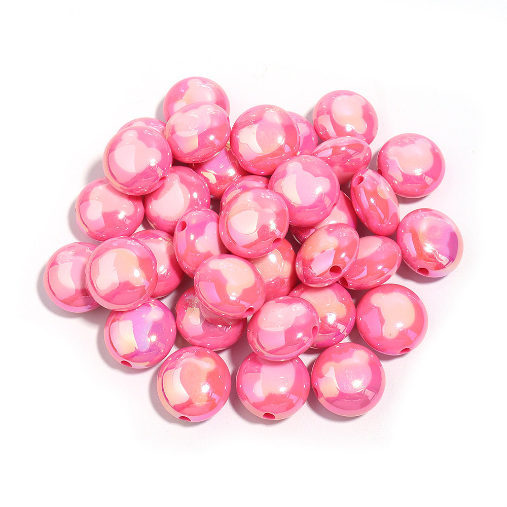 Two-Color Flat Round Bear Printed Acrylic Beads 18mm 10pcs 11