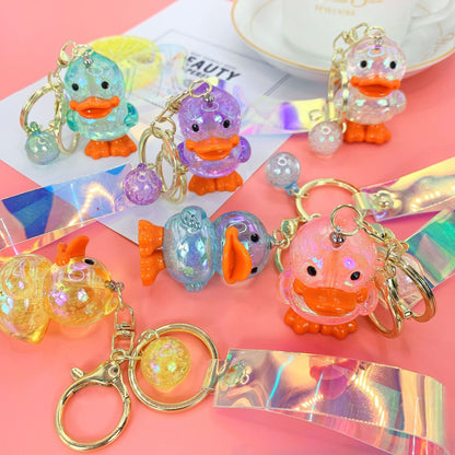 Acrylic Duck Keychain Colorful Translucent Orange Accents 5