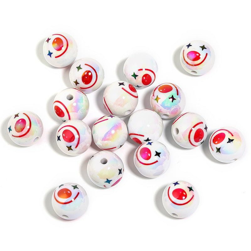 Plating Round Acrylic Beads 16mm Joker Smiley Face Glossy 50pcs 6