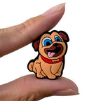 Silicone Focal Beads Animal Puppy Orange Pug Blue Eyes 20pcs 5