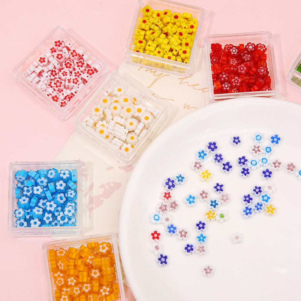 Millefiori Plum Flower Glass Beads 6mm Colorful Mixed 20pcs 3