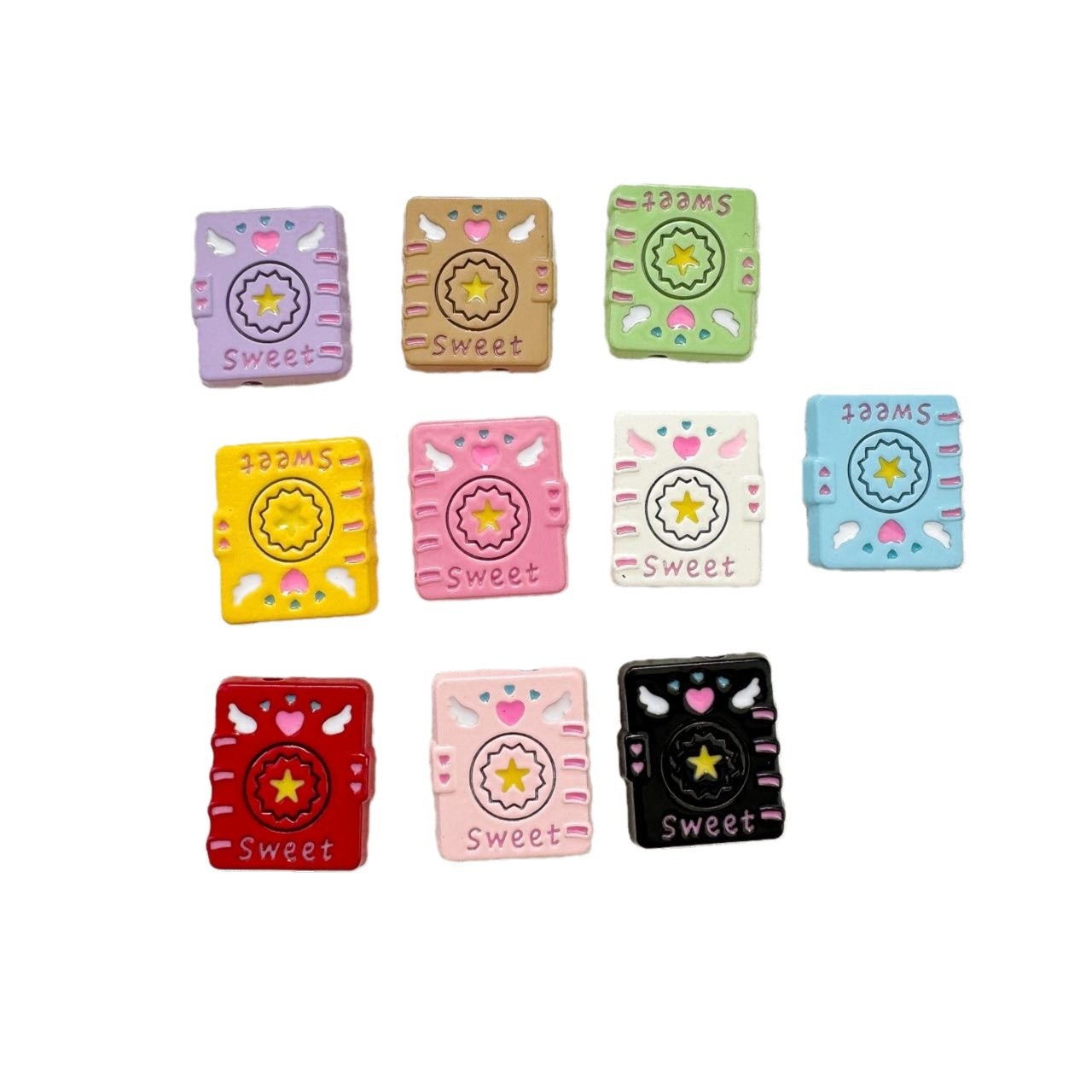 Baking Painted Magic Book Cloud Metal Beads 16mm Cute Pastel 10pcs 3