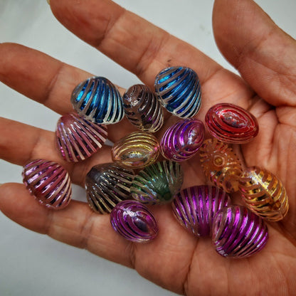 Metallic Shell Acrylic Beads 18-20mm Colorful Enlaced 100pcs 3