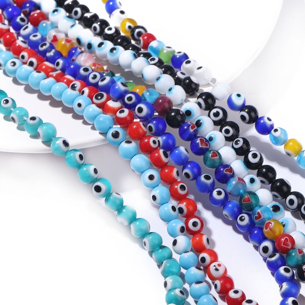 Millefiori Evil Eye Round Lampwork Glass Beads 6mm 124pcs 2