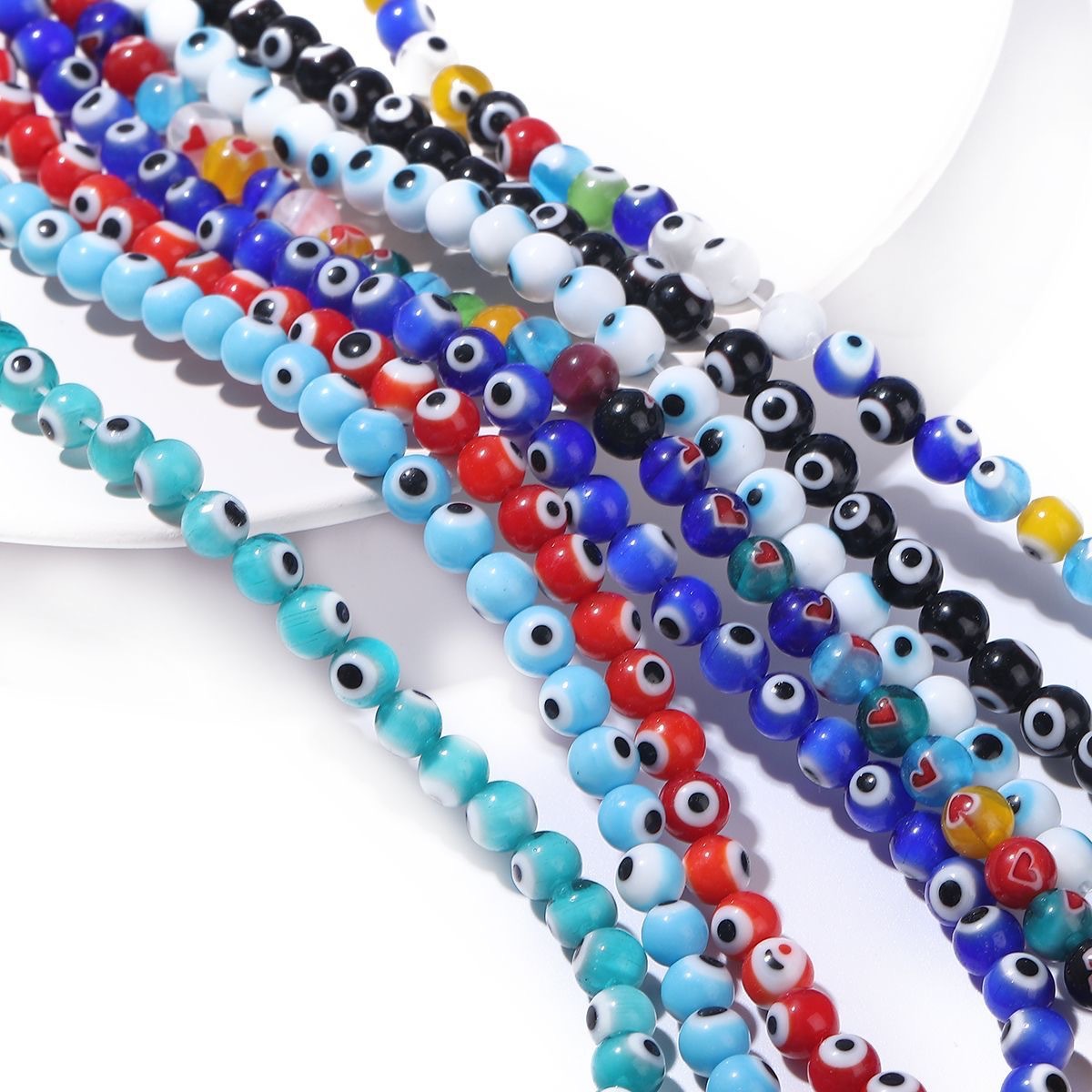 Millefiori Evil Eye Round Lampwork Glass Beads 6mm 124pcs 2