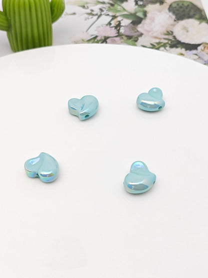 Plating Irregular Heart Acrylic Beads 17x20mm Colorful Mixed 100pcs 7