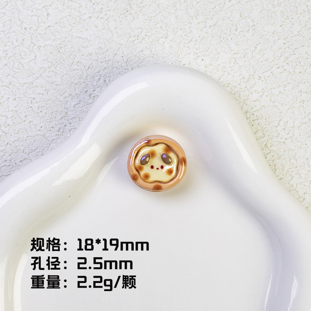 Plating Pochacco Egg Tart Resin Beads 19mm Glossy Pastel Colors 10pcs 6