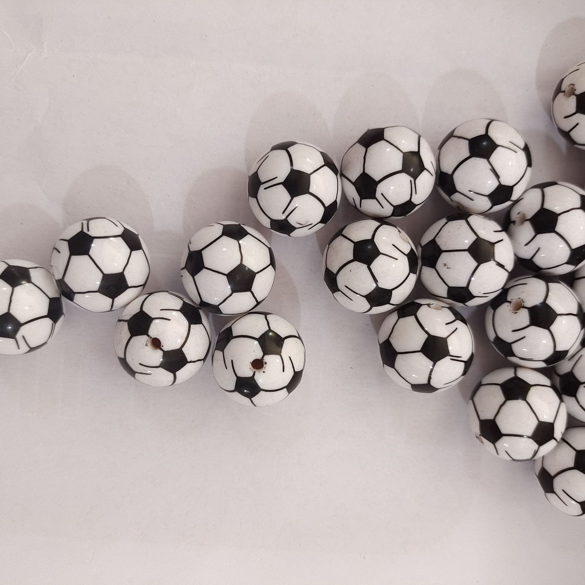 Sports Bubblegum Beads 20mm Football Pattern Acrylic 10pcs 3