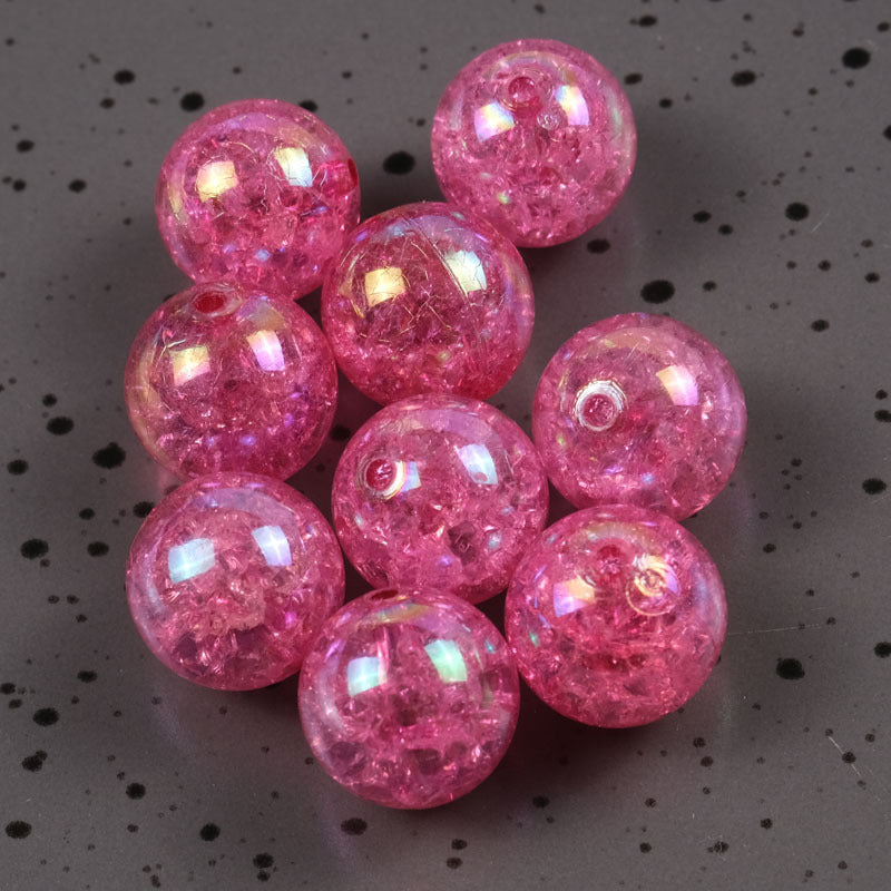 Plating Round Acrylic Beads 16mm AB Colored Crackle 100pcs 5