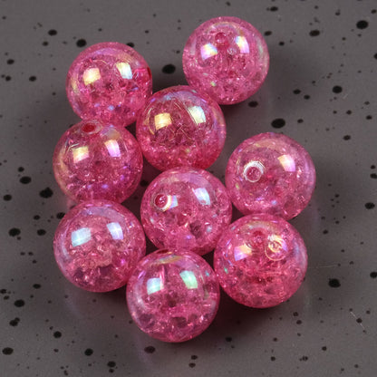 Plating Round Acrylic Beads 16mm AB Colored Crackle 100pcs 5