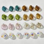 Lampwork Glass Beads Leaf Curled 14x21mm Translucent Vibrant 4pcs