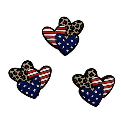 Silicone Focal Beads Independent Day US Flag Cowboy Boots Hearts 20pcs 4