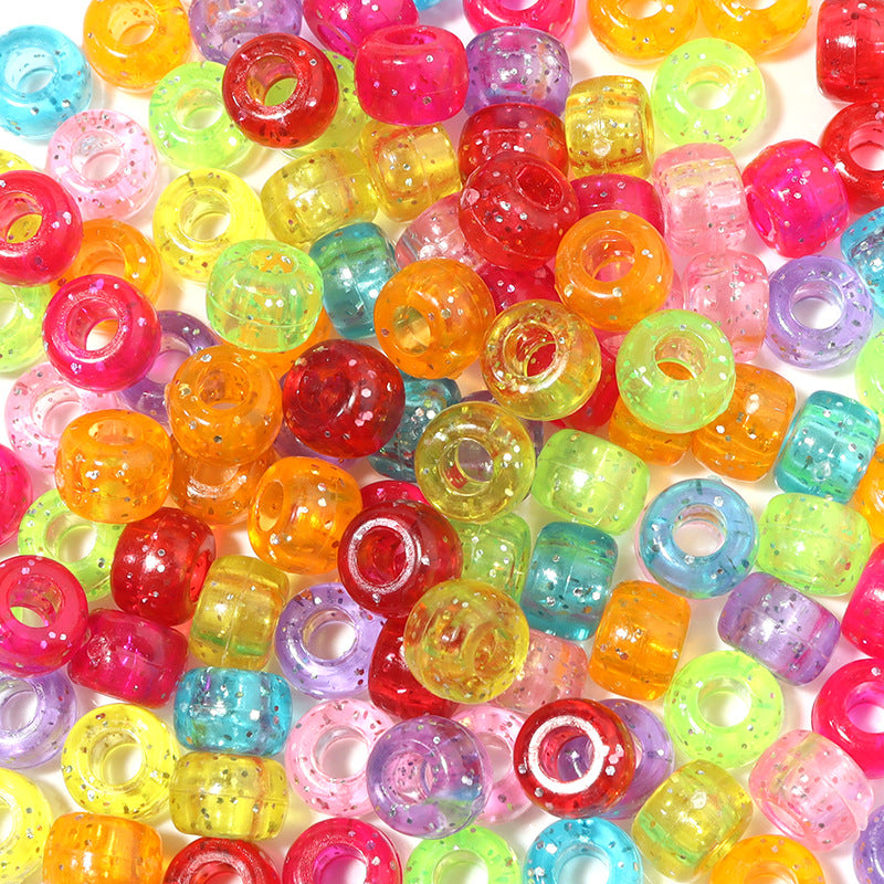 Multicolor Pony Beads Acrylic 9mm Smooth Finish 100pcs 10