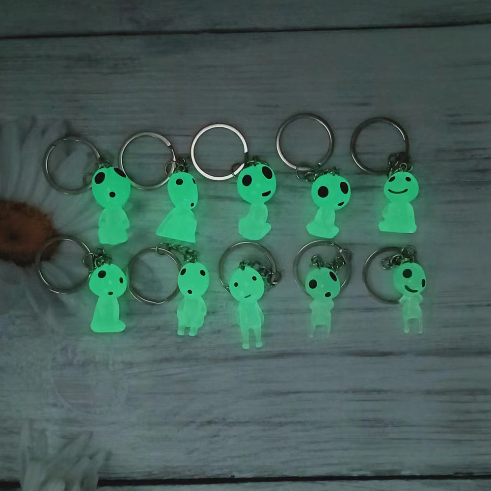 Glow in the Dark Resin Alien Keychain Quirky Green Light 26