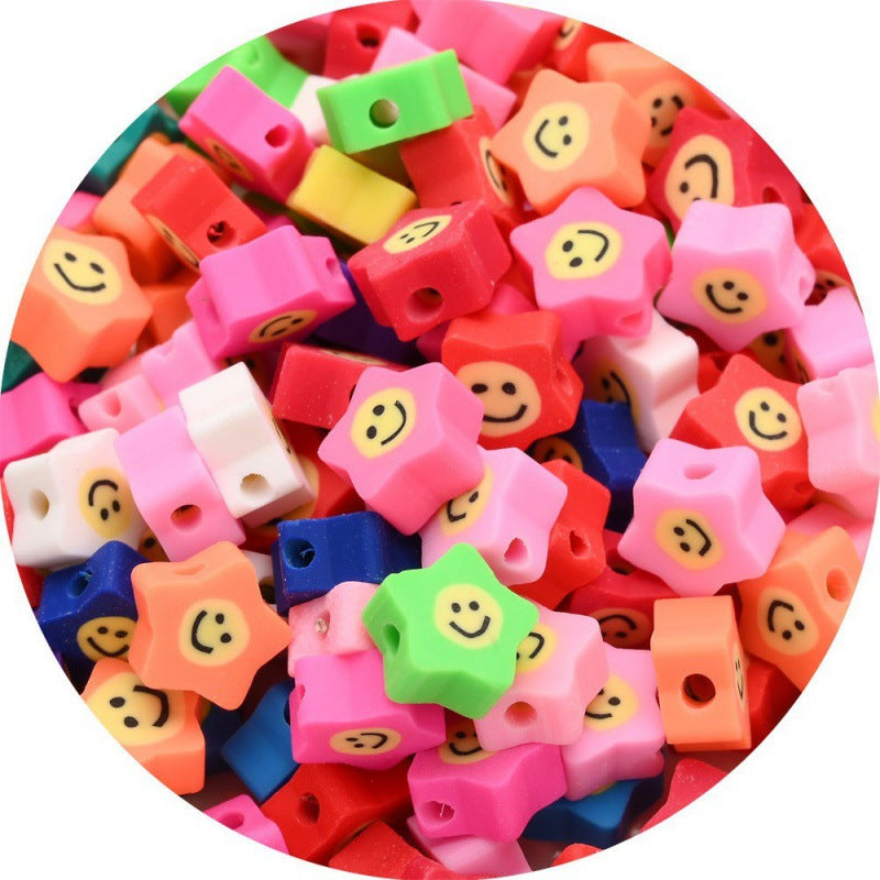 Flat Clay Beads 10mm Color Fruit Cartoon Mixed Design 1000pcs 36