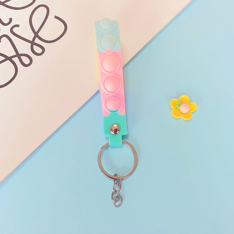 PVC Soft Rubber Bubble Wristlet Keychain Pastel Tie Dye Colors 8