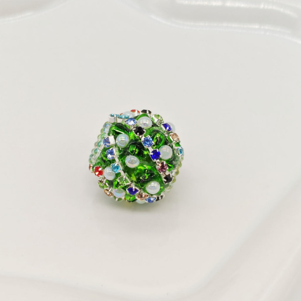 Wavy Rhinestone Beads 18mm Bubblegum Acrylic Multicolor 4pcs 5