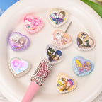 Plating Lace Heart Acrylic Beads 26mm Anime Character Double-Sided Printed 10pcs 2