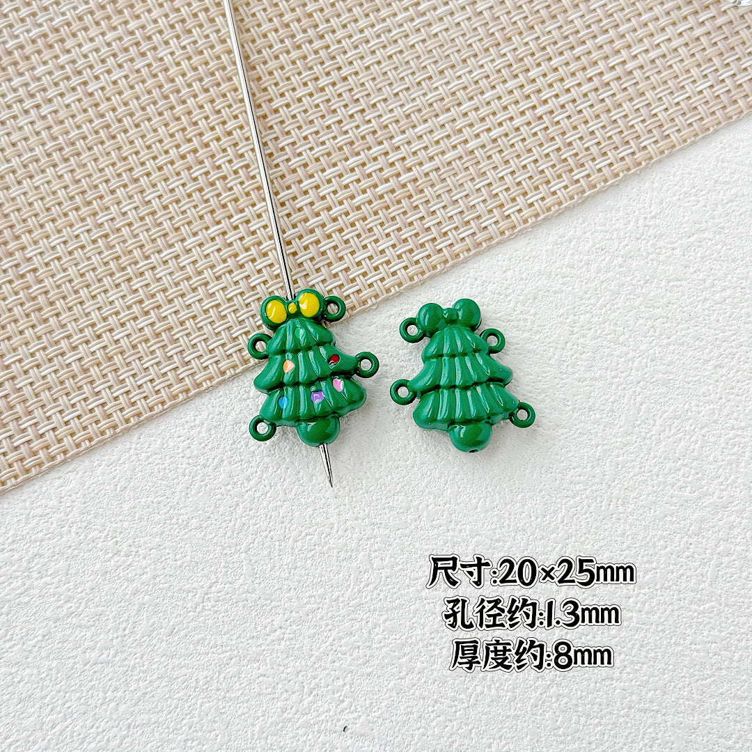 Baking Painted Christmas Tree and Bells Metal Beads 20pcs Festive Colors 36