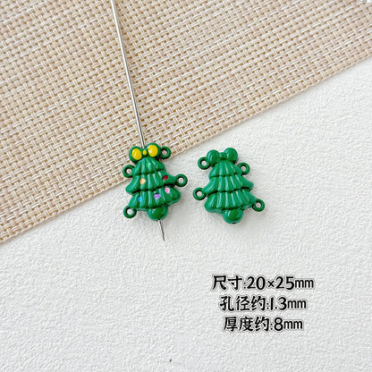 Baking Painted Christmas Tree and Bells Metal Beads 20pcs Festive Colors 36