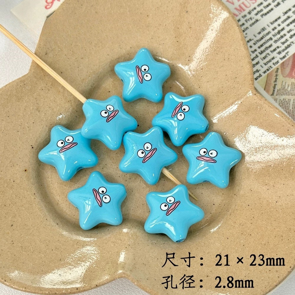 Cartoon Star and Penguin Series Acrylic Beads Printed 10pcs 9