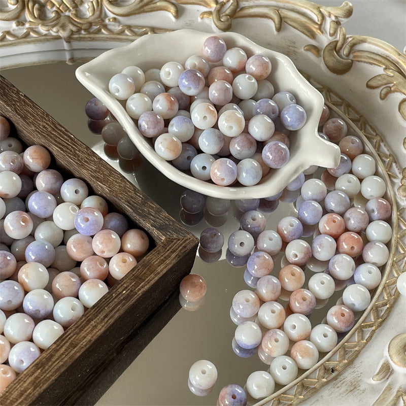 Crackle Round Glass Beads 10mm Imitation Porcelain Pastel Colors 120pcs 2