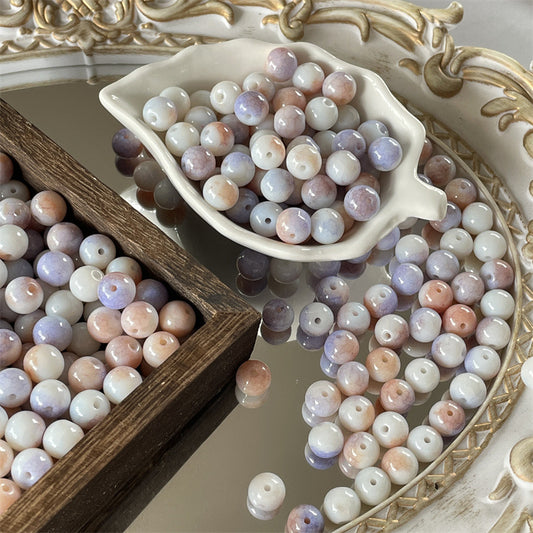 Crackle Round Glass Beads 10mm Imitation Porcelain Pastel Colors 120pcs 2