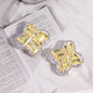 Rhinestone Paved Four-leaf Clover Rhinestone Beads 16mm Alloy 3pcs 10