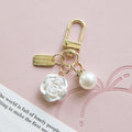 Pearl Bow Knot Keychain Resin Gold Alloy Accent 4