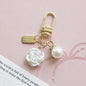 Pearl Bow Knot Keychain Resin Gold Alloy Accent 4