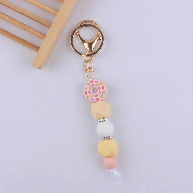 Cartoon Fruit Silicone Bead Keychain Fun Vibrant Colors 14