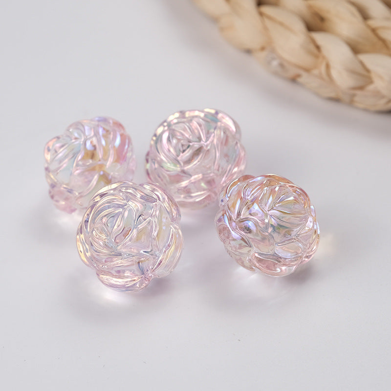 Transparent UV Plating Rose Acrylic Beads 20mm Shaped 50pcs 4