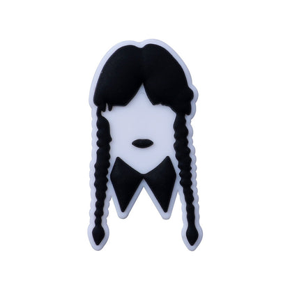 Silicone Focal Beads Wednesday Girl Bold Black and White 20pcs 7