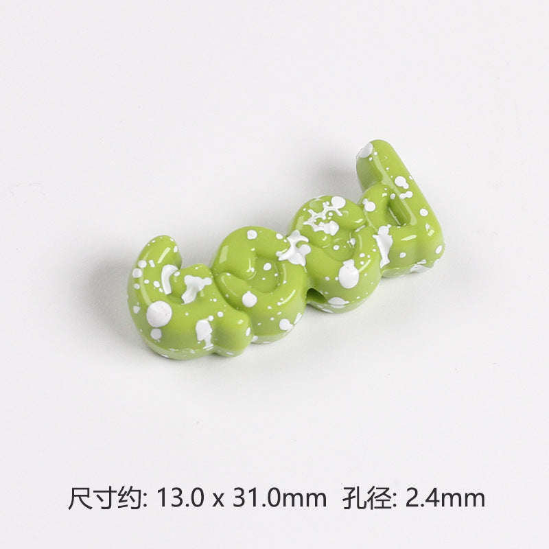 Painted Plate Acrylic Beads 31mm Splash Ink Good Word 20pcs 10