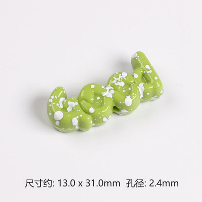 Painted Plate Acrylic Beads 31mm Splash Ink Good Word 20pcs 10