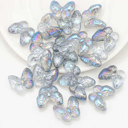 Plating Butterfly Glass Beads 17x10mm Iridescent Detailed Wings 10pcs 14