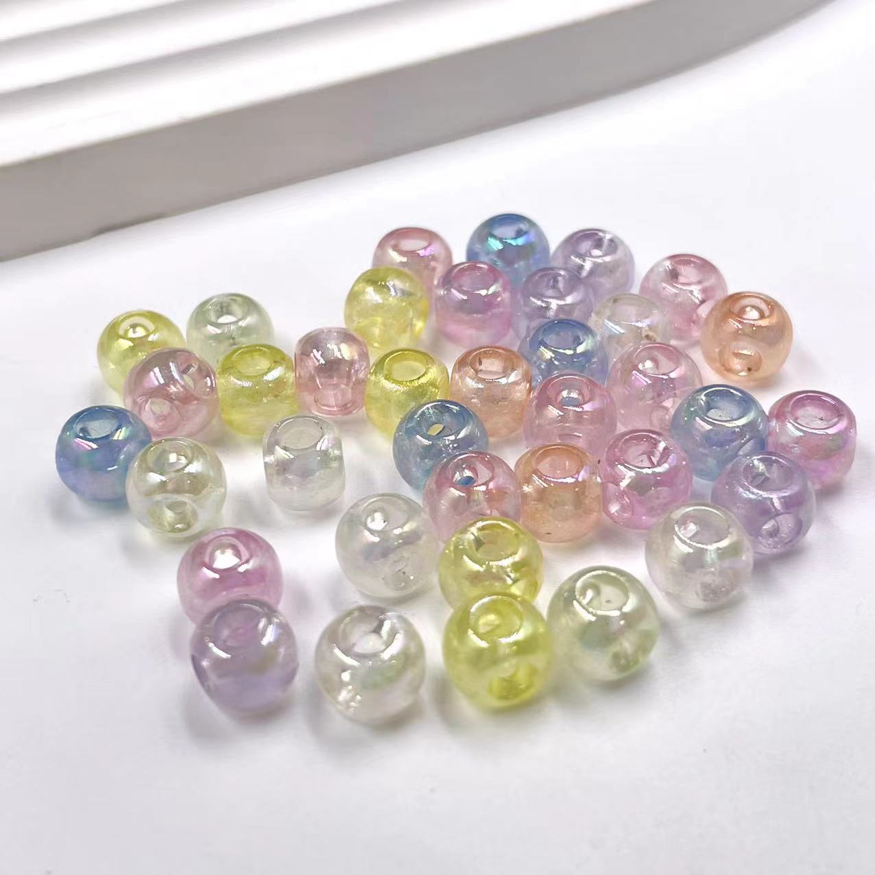 Colored Four-Hole Acrylic Beads Large Hole Chunky Mixed Finishes 100pcs 18