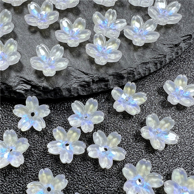Czech Glass Beads Cherry Blossom 10mm Iridescent Pastel 50pcs 12