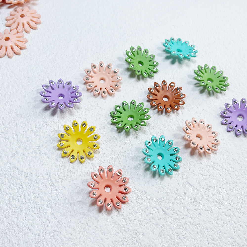 Acrylic Flower Spacer Beads 23mm Rhinestone Encrusted 100pcs 4