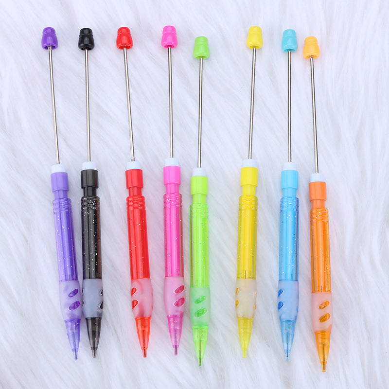 Beadable Mechanical Pencil Translucent Glittered Plastic Barrel 0.5mm 4