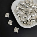 Square Metal Beads 10mm Butterfly Pattern Antique Silver Tone 100pcs 2