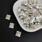 Square Metal Beads 10mm Butterfly Pattern Antique Silver Tone 100pcs 2