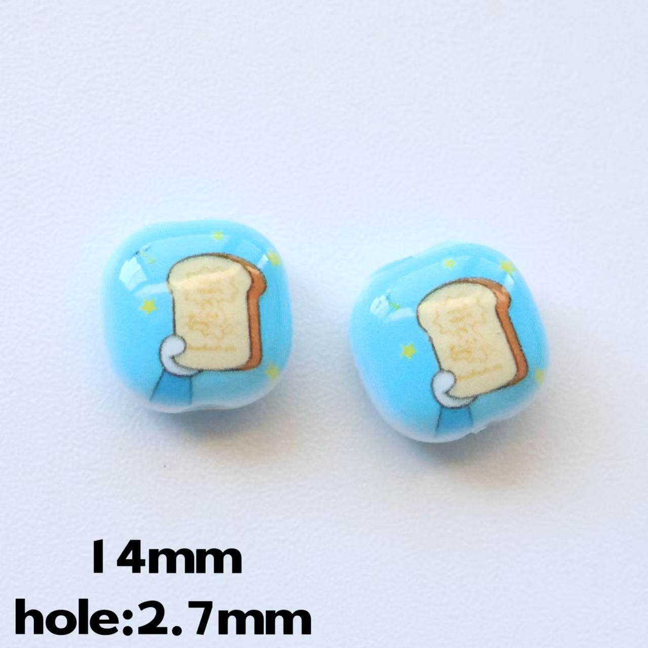 Doraemo Series Acrylic Square Beads 13mm Light Blue White 20pcs 12