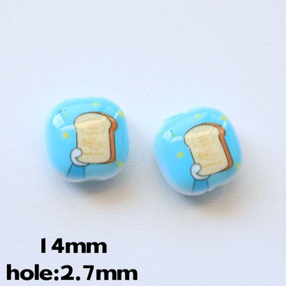 Doraemo Series Acrylic Square Beads 13mm Light Blue White 20pcs 12