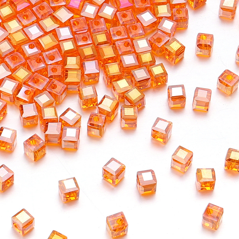 Transparent Square Glass Beads 8mm Iridescent Colors 50pcs 12