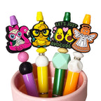 Silicone Focal Beads Cow Chick Pink Glasses Quirky Design 20pcs 2